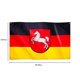 Runesol Lower Saxony Flag for Balcony, 91 x 152 cm, Lower Saxony Flag with 4 Eyelets, Germany Federal State Flag, Premium Flags for Indoor and Outdoor Use, Vibrant Colours