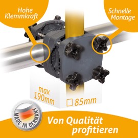 4smile SunnyGuy Parasol Holder Balcony Railing Black - Bomb-proof Universal Parasol Holder Balcony - Compact Umbrella Holder Balcony Railing Replaces Parasol Stand Balcony