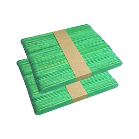 JIHUOO 200 Pcs 4.5" Colored Wood Craft Sticks Wooden Popsicle Sticks Wood Ice Cream Sticks Small Wooden Building Sticks for Christmas Art Projects Green