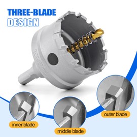 Carbide Hole Saw Kit for Metal - 16Pcs TCT 5/8"-2-1/4" Inch Heavy Duty Hole Cutter Set, for High Precision Cutting of Stainless Steel, Iron, Copper, Brass