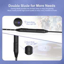 okcsc USB Wired Earbuds, Inline Mic/Multi-Function Button for PC, Mobile, Dual Mode Gaming and Music Headset with Active Noise Cancellation/Touch Control, Low Latency Gaming Mode, Audio Mode, 6.5FT