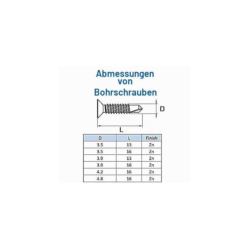 Metal Screws Self-Tapping Phillips Countersunk Flat Head Self Drilling Screws