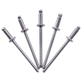 (Pack of 100) Stainless Steel Blind Rivets 3.2 x 8 mm Dome Head Pop Rivets DIN 7337 A2 Rivet Groove Mandrel (100, 3.2 x 8 mm)