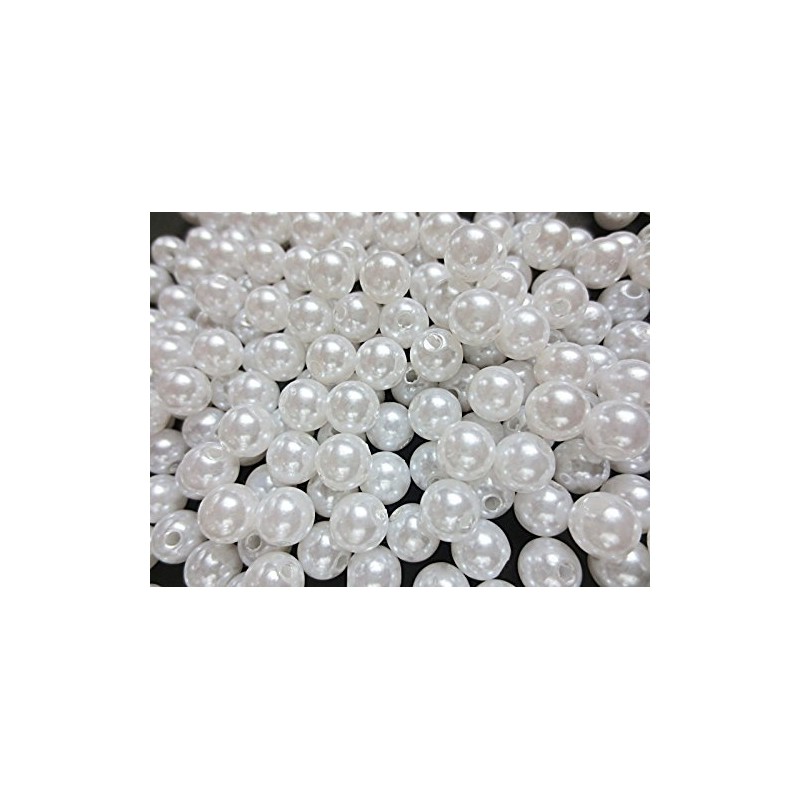 300 Pcs Acrylic Beads Pearl White 8mm Jewelry Making Huey
