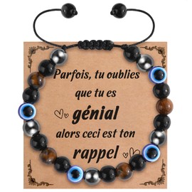 YOGRASS Men's Protective Bracelet, Men's Bracelet, Evil Eye Bracelet, Gift Idea for Men, Birthday Gifts for Dad, Grandad, Husband, Brother, Boyfriend, Valentine's Day Gift, Stainless Steel, Bead