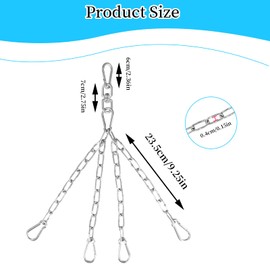4-Strand Punch Bag Suspension Chain, 360 Degree Rotation Chain Suspension for Punch Bags, 49.5 cm Stainless Steel Chains for Hanging Punch Bags, Steel Chain for Punch Bags, Maximum Load Capacity 70 kg