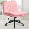 Orange Factory Criss Cross Chair with Wheels Comfy Wide Vanity Desk Chair Dual Base Leather Armless Adjustable Swivel for Home Computer Task (Pink)