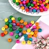 120PCS 20mm Colored Wooden Beads for Crafts, Large Hole Round