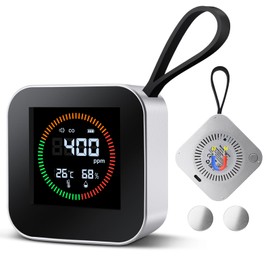 3-in-1 Portable Carbon Monoxide Detector - UL-Compliant CO Detector - Battery Powered Carbon Monoxide Detector for Home, RV, Camping, Travel with CO/Temp/Humidity Monitoring(1, Silver)