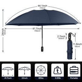 ALLBASA Folding Umbrella Auto Open/Close Windproof Windproof Anti-slip Handle, blue