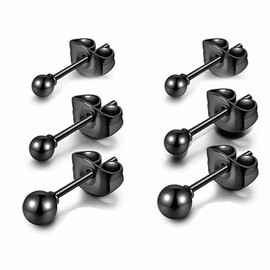 Jewktuai Men's Women's Popular Simple Earrings Small Titanium Cartilage Earrings for Both Ears 6 Colors Metal Allergy Resistant 3MM 4MM 5MM (3 Pairs 6 Pieces Earrings), Titanium