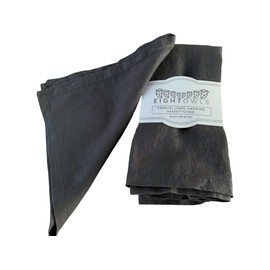 Linen Napkins –100% French Flax – Hemstitch Stonewashed Pure Linen Cloth Napkins - Size 50cm x 50cm – Set of 4 (Dark Grey)