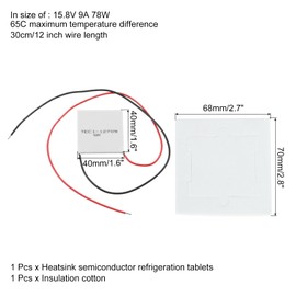 MECCANIXITY TEC1-12709 Semiconductor Refrigeration Tablets 15.8V 9A 78W Heatsink Thermoelectric Cooler Cooling Plate Module 40x40mm