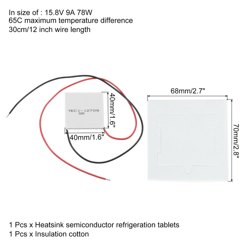 MECCANIXITY TEC1-12709 Semiconductor Refrigeration Tablets 15.8V 9A 78W Heatsink Thermoelectric
