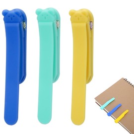 3 Pcs Silicone Automatic Smart Bookmark,Book Marks for Reading Kids,Men,Women,Book Buddies,Book Lovers,Unique Elastic Bookmarks,Book Accessories for Stay in Place(Cyan,Blue,Yellow)