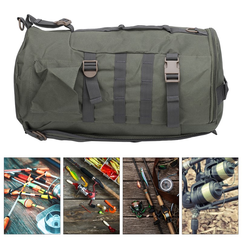 Fishing Tackle Backpack Large Capacity Portable Cylindrical Fishing Rod Bag