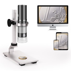 Cainda 4K 3840x2160p WiFi Digital Microscope Camera with Adjustable Metal Stand, Wireless Portable Microscope for Smart Phones and Windows Mac PC
