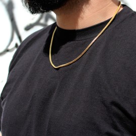 Men's Gold Tone Stainless Steel 3.2mm Franco Chain Necklace - 22"