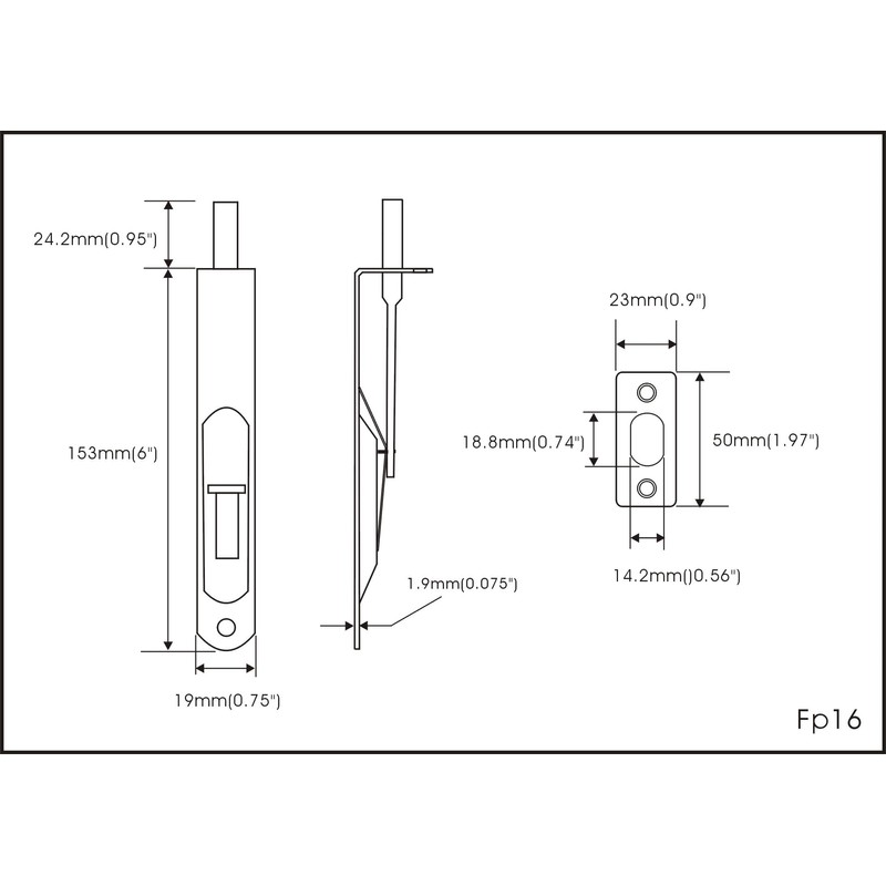 QCAA Solid Brass Flush Bolt, Round Shape, 6", Brushed Satin