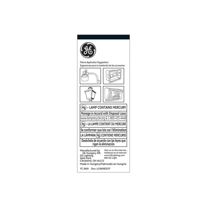 GE Lucalox High Pressure Sodium Light Bulb, B17 HPS Bulb,