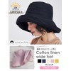 [スリーピングシープ] 自分サイズに調整出来る ストレスフリー 麻 綿 ハット 大きい 折りたたみ 日焼け つば広