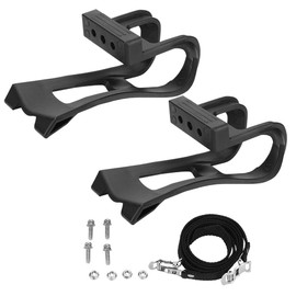 Tbest Correas para Pedales De Bicicleta,Trio Pedal para Bicicleta De Spinning - Pedales Ajustables De Plástico Negro con Correas Antideslizantes y Toe Clip De Cinturón - Accesorio