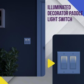 ENERLITES Illuminated Decorator Paddle Light Switch, Single Pole, Push-in and Side Wiring, Copper Wire Only, Grounding Screw, Residential Grade, 15A 120-277V, UL-Listed, 91160-W, White