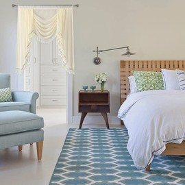 OYRING Waterfall Sheer Window Curtain Valance for Living Room - Tassels Swag Window Valances for Kitchen Rod Pocket Valance Curtains (Off-White, W39 Inch)