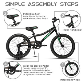 AVASTA Bilbo 20 Inch Kids Bike for Boys Girls 6 7 8 9 10 Years Old, Retro Style High Carbon Steel Bicycle with Adjustable Handlebars and Seat, Dual V-Brakes,Semi-Chain Guard, Kickstand, Black