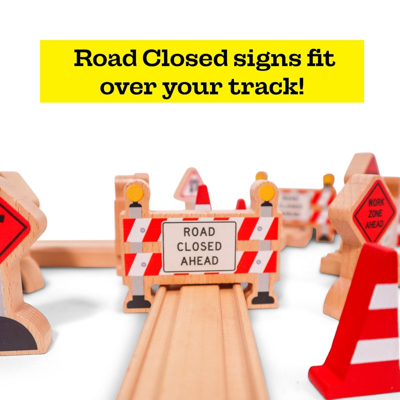 16 Pc Wooden Construction Signs and Traffic Cones - Construction