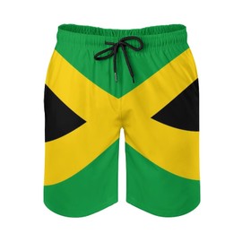 Homokoir Mens Jamaican Flag Swim Trunks Quick Dry Board Shorts with Mesh Lining,Color1,M