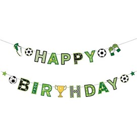 Veewon Football Happy Birthday Banner Bunting Hanging Decoration for Football Fans Party Favors