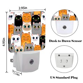 FSHVQKD Cats Night Light,Plug Into Wall Decor for Stairway,Hallway,Kitchen,Dusk to Dawn Sensor Nightlights for Boys/Girls/Women/Men Room Gifts