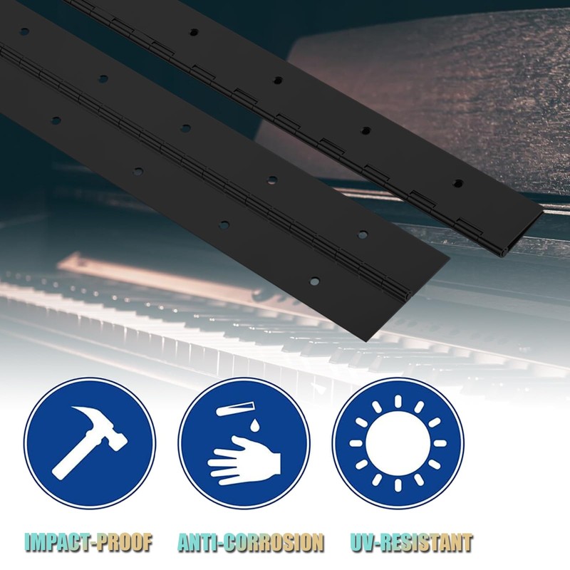 EPHECH 4PCS 12Inch Black Continuous &Piano Hinge, Heavy Duty Stainless