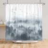Leowefowa Misty Forest Shower Curtain Grey Smoky Foggy Mountain Curtain