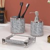 SHYFOY Bathroom Accessories Set, 3 Piece Silver Crystal Crushed Diamond