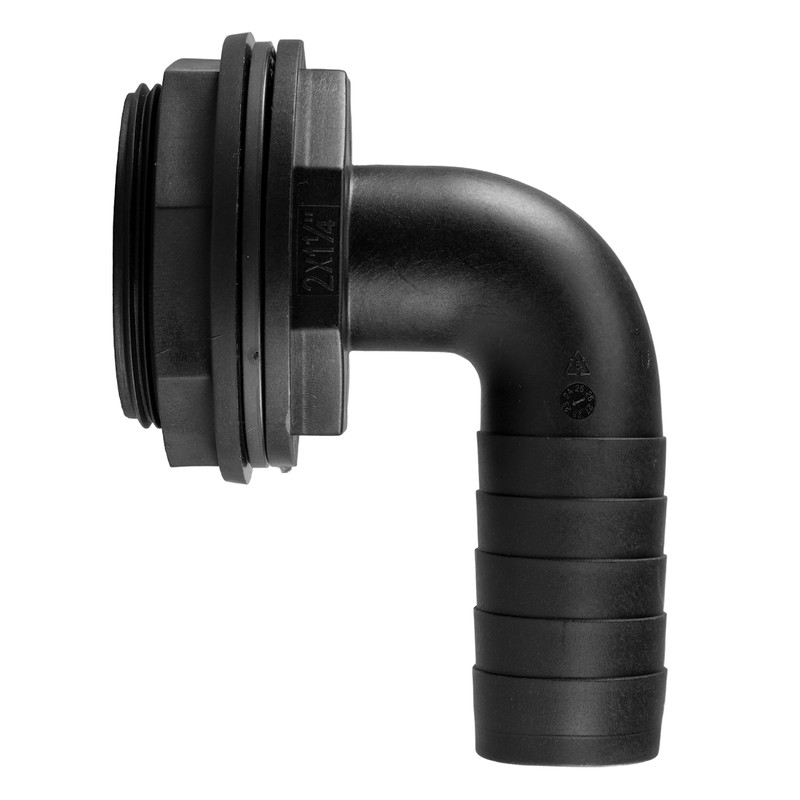 Water butt/rain barrel/water storage tank overflow hosetail elbow with nut
