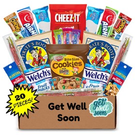 Hangry Kits Get Well Soon Gift Basket & Snack Box - Send a Care Package to Women, Men, Adults, Kids & Families Sick in Hospital, After Surgery Recovery or When They Need to Feel Better