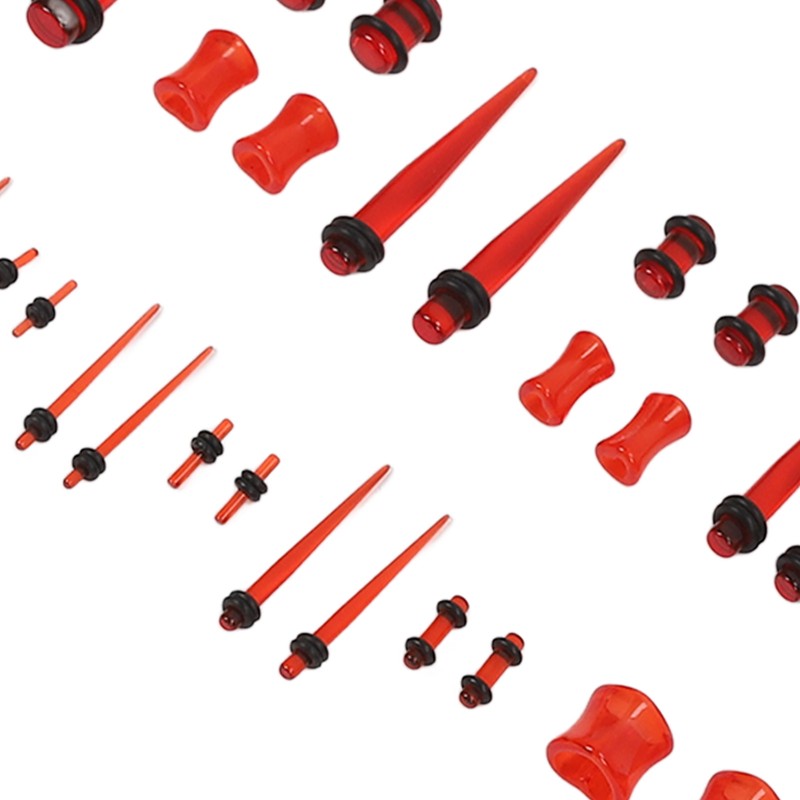 48pcs Ear Stretching Kit Heart Shaped Various Sizes Acrylic Tapers