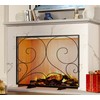 Fire Beauty Single Panel Fireplace Screen Handcrafted Solid Wrought Iron