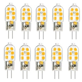 HUAMu G4 LED Bulbs, Warm White 3000 K, 2 W G4 LED Bulbs Replaces 15-20 W Halogen Bulbs, 200 lm in 360° Beam Angle, 12 V Incandescent Bulb, G4 Pin Base, 85 Ra, No Flickering, Not Dimmable, Set of 10