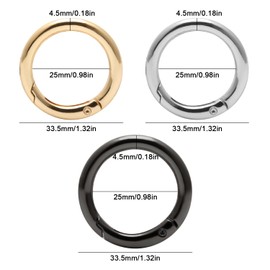 15 Pcs Round Carabiner Keyring, Multicolor Trigger Metal Spring O Rings, Keyring Buckle 25mm for Keyring Clip Handbag Tents and DIY Craft