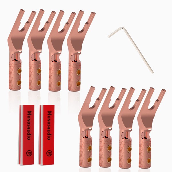 Monosaudio Speaker Spade Connector - 8 Pcs Pure Copper 45