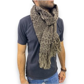 Rebozo Chal Pashmina bufanda de Estambre Artesanal Mexicano mide 65 cm de ancho x 190 cm de largo UNISEX (Marron)