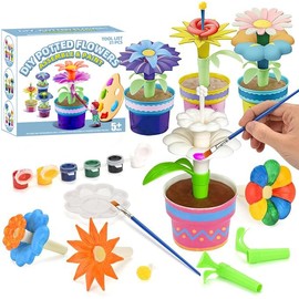 Kit de construcción y pintura de flores de jardín, juego de construcción de ramos DIY, juguetes de construcción y pintura de plantas para niños, juguete educativo y de aprendizaje STEM para niños y niñas de 6 7 8 9 10 años de edad