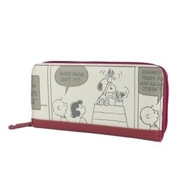 Emono Snoopy SNOOPY Comic Print Comic Pattern Women's Women's Round Zipper Long Wallet, Mother's Day, Birthday Gift, Pink