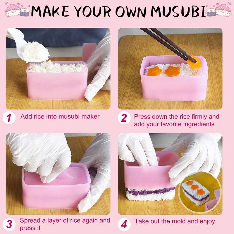 TAORISH Onigiri Mold, 8 Pcs Rice Mold Musubi Maker Kit,