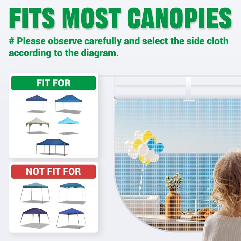 Acepic Instant Canopy SunWall for 10x10 Pop Up Canopy Frame