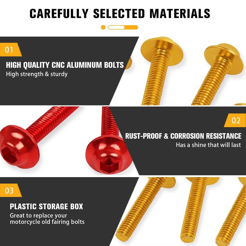 CHIFUN Motorcycle Fairing Bolt Kit, 195 Pcs M5 M6 Aluminum