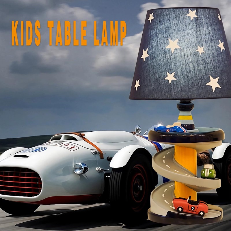 HERBESTBAY Table Lamp, Adorable 14 Inch Racing Road Style Kids